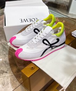 Replica Loewe Flow Runner In Nylon And Suede L815282 White-Neon Pink 2