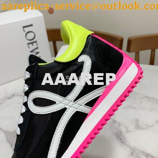 Replica Loewe Flow Runner In Nylon And Suede L815282 Black-Neon Pink 6