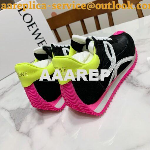 Replica Loewe Flow Runner In Nylon And Suede L815282 Black-Neon Pink 8