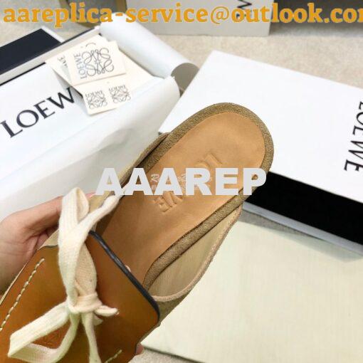 Replica Loewe Lace Up Mule In Suede And Calfskin L815379 Camel 7