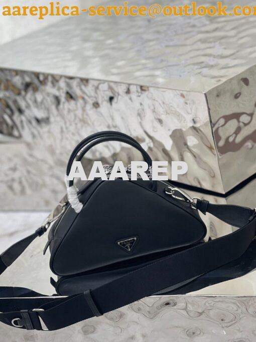 Replica Prada Leather Triangle bag 1BB082 Black 2