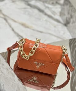 Replica Prada System Nappa Patchwork Shoulder Bag 1BD292 1BD328 Orange 2