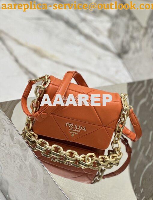 Replica Prada System Nappa Patchwork Shoulder Bag 1BD292 1BD328 Orange 3