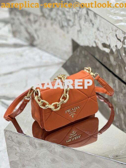 Replica Prada System Nappa Patchwork Shoulder Bag 1BD292 1BD328 Orange 4