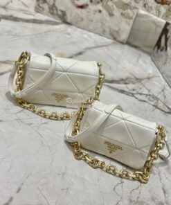 Replica Prada System Nappa Patchwork Shoulder Bag 1BD292 1BD328 White