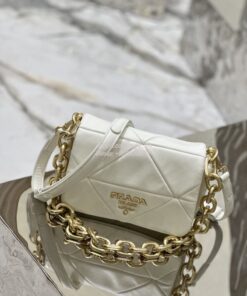 Replica Prada System Nappa Patchwork Shoulder Bag 1BD292 1BD328 White 2