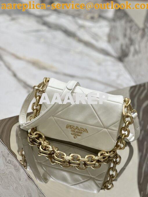 Replica Prada System Nappa Patchwork Shoulder Bag 1BD292 1BD328 White 2