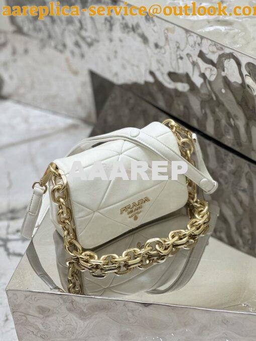 Replica Prada System Nappa Patchwork Shoulder Bag 1BD292 1BD328 White 3