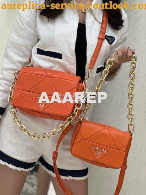 Replica Prada System Nappa Patchwork Shoulder Bag 1BD292 1BD328 Orange 12