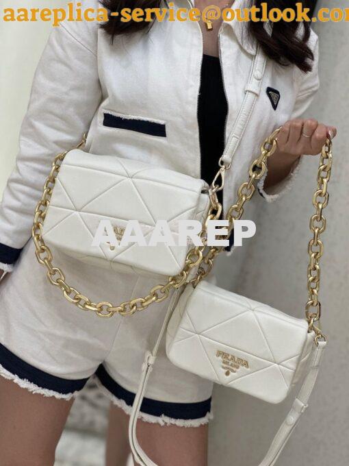 Replica Prada System Nappa Patchwork Shoulder Bag 1BD292 1BD328 White 11