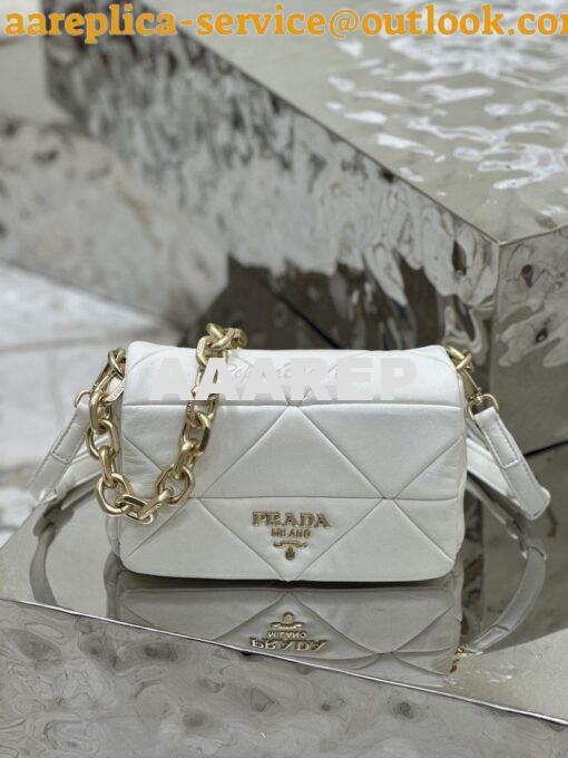 Replica Prada System Nappa Patchwork Shoulder Bag 1BD292 1BD328 White 12