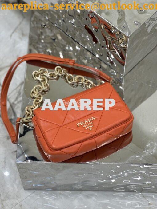 Replica Prada System Nappa Patchwork Shoulder Bag 1BD292 1BD328 Orange 20