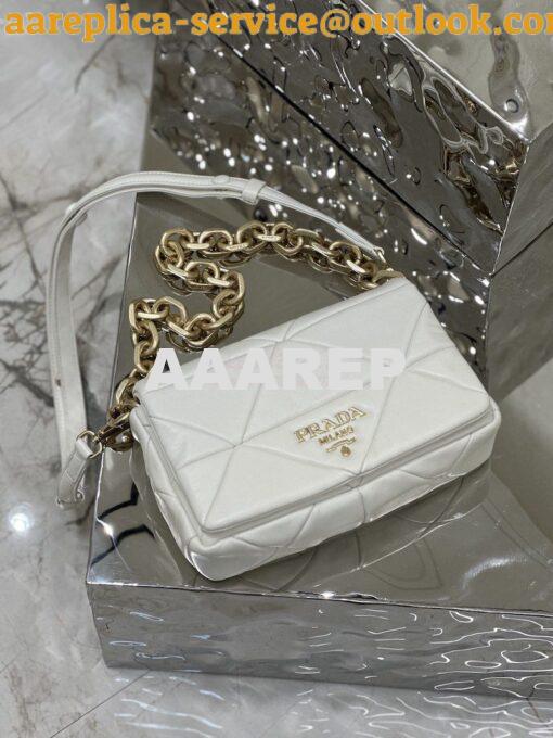 Replica Prada System Nappa Patchwork Shoulder Bag 1BD292 1BD328 White 14