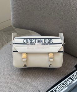 Replica Dior Small DiorCamp Bag White and Blue Smooth Calfskin M1243 2