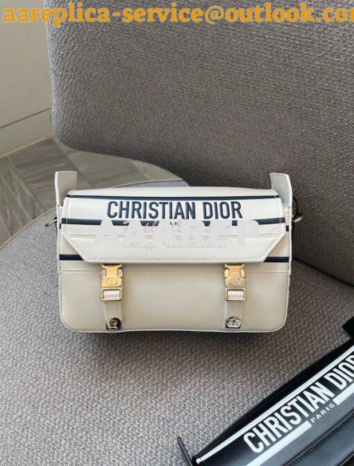 Replica Dior Small DiorCamp Bag White and Blue Smooth Calfskin M1243 2