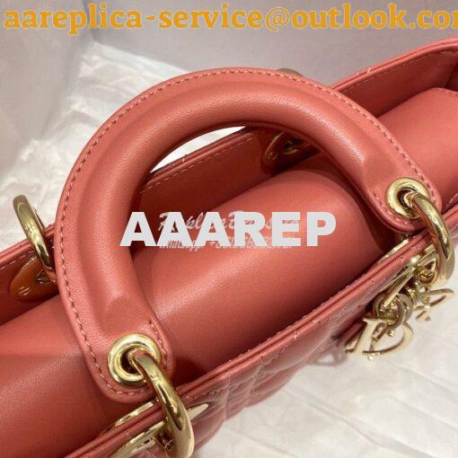 Replica Dior Lady D-Joy Bag Dusty Coral Pink Cannage Lambskin M0540O 3