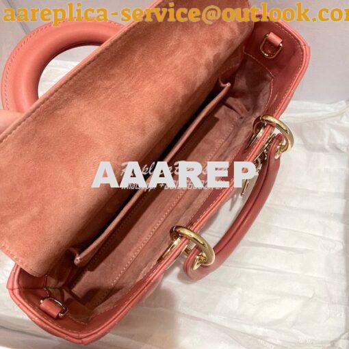 Replica Dior Lady D-Joy Bag Dusty Coral Pink Cannage Lambskin M0540O 7