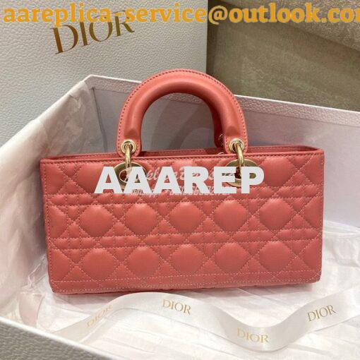 Replica Dior Lady D-Joy Bag Dusty Coral Pink Cannage Lambskin M0540O 11