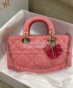 Replica Dior Lady D-Joy Bag Bright Pink Cannage Denim M0540