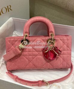 Replica Dior Lady D-Joy Bag Bright Pink Cannage Denim M0540 2