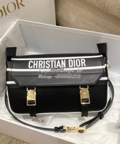 Replica Dior Small DiorCamp Bag Black and White Smooth Calfskin M1243