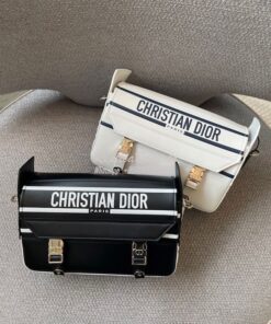 Replica Dior Small DiorCamp Bag Black and White Smooth Calfskin M1243 2