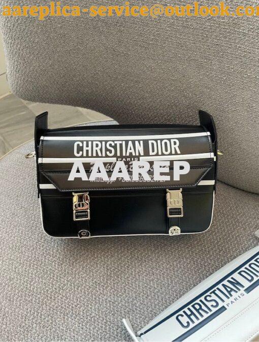 Replica Dior Small DiorCamp Bag Black and White Smooth Calfskin M1243 3