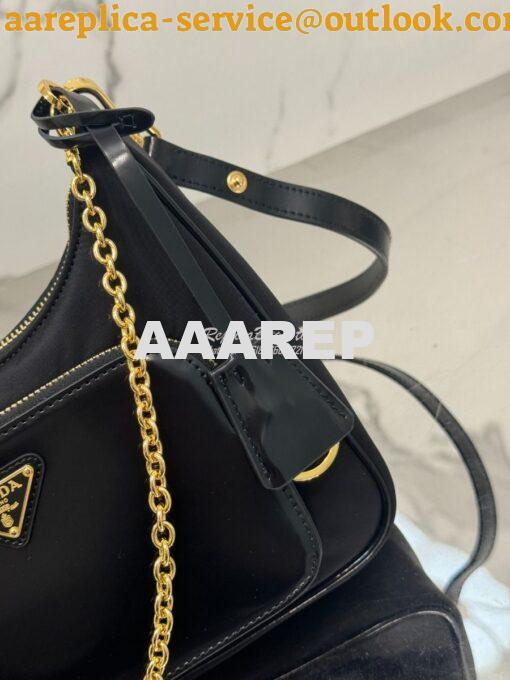 Replica Prada Re-Nylon and brushed leather mini-bag 1BC198 Black 8