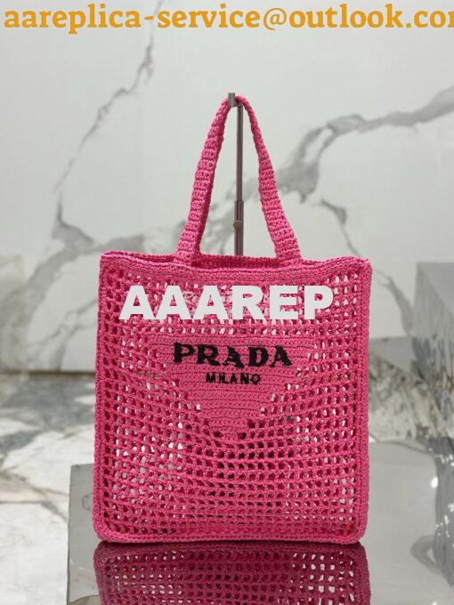 Replica Prada Crochet tote bag 1BG393 Raffia-effect Yarn Color i 24