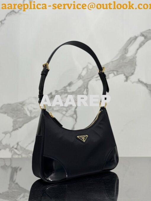 Replica Prada Re-Nylon with Glossy Leather Shoulder Bag 1BC214 2