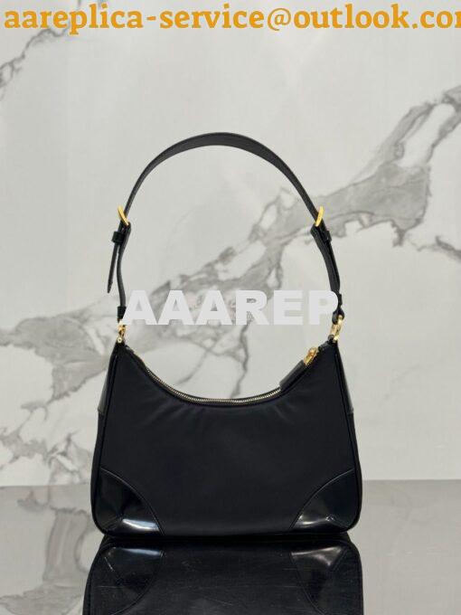 Replica Prada Re-Nylon with Glossy Leather Shoulder Bag 1BC214 8