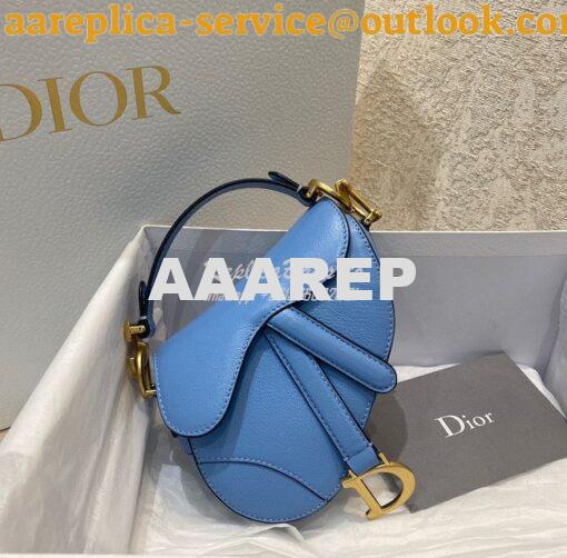 Replica Dior Micro Saddle Bag Cornflower Blue Goatskin S5662