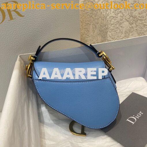 Replica Dior Micro Saddle Bag Cornflower Blue Goatskin S5662 5