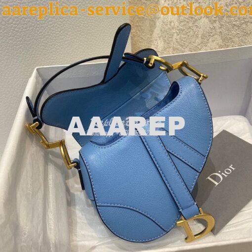 Replica Dior Micro Saddle Bag Cornflower Blue Goatskin S5662 7