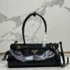 Replica Prada Large leather shoulder bag 1BA433 Black 15