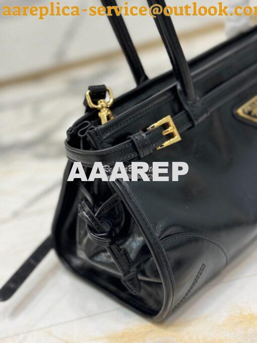 Replica Prada Medium leather shoulder bag 1BA426 Black 5