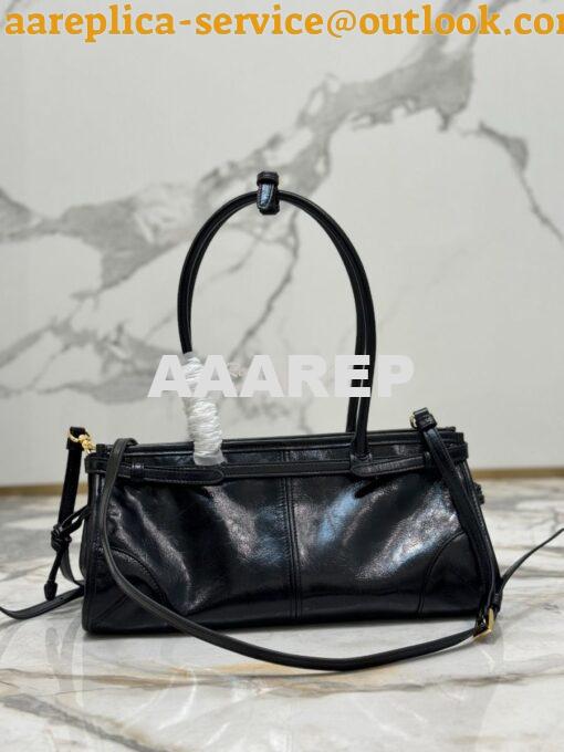 Replica Prada Medium leather shoulder bag 1BA426 Black 8