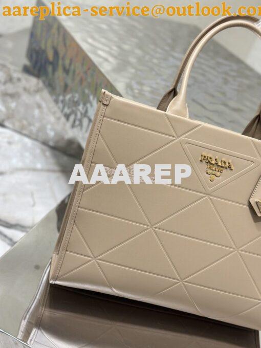 Replica Prada Large Leather Symbole Bag With Topstitching 1BA377 Sand 4