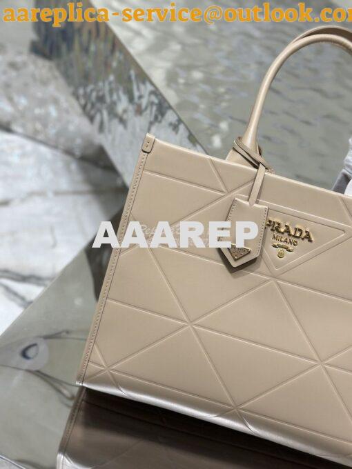 Replica Prada Medium Leather Symbole Bag With Topstitching 1BA378 Sand 4