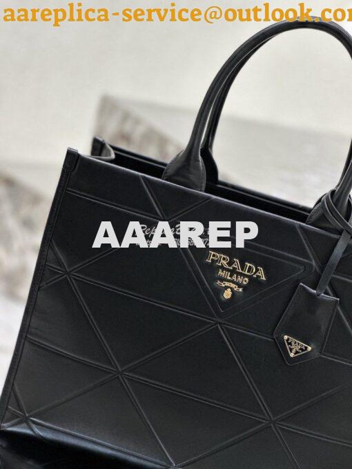 Replica Prada Medium Leather Symbole Bag With Topstitching 1BA378 Blac 3