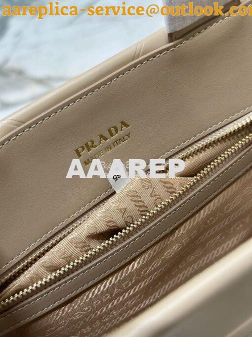 Replica Prada Medium Leather Symbole Bag With Topstitching 1BA378 Sand 10