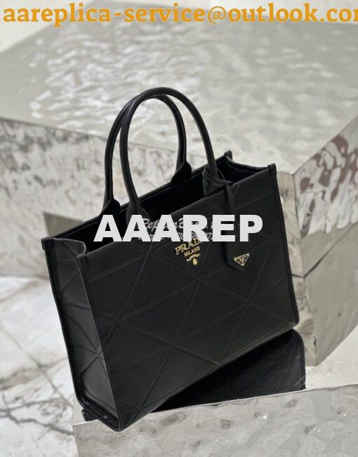 Replica Prada Medium Leather Symbole Bag With Topstitching 1BA378 Blac 4