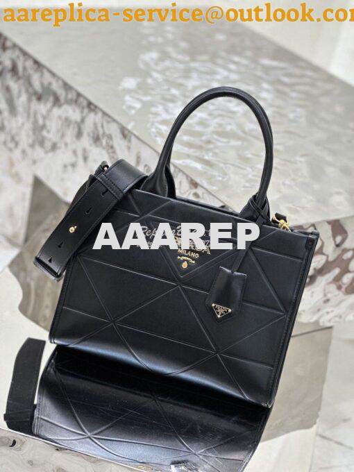 Replica Prada Small Leather Symbole Bag With Topstitching 1BA379 Black 2