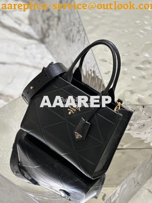 Replica Prada Small Leather Symbole Bag With Topstitching 1BA379 Black 3