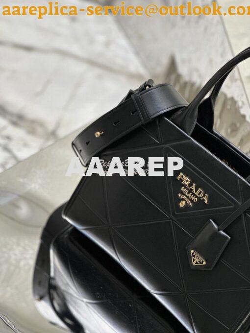 Replica Prada Small Leather Symbole Bag With Topstitching 1BA379 Black 4