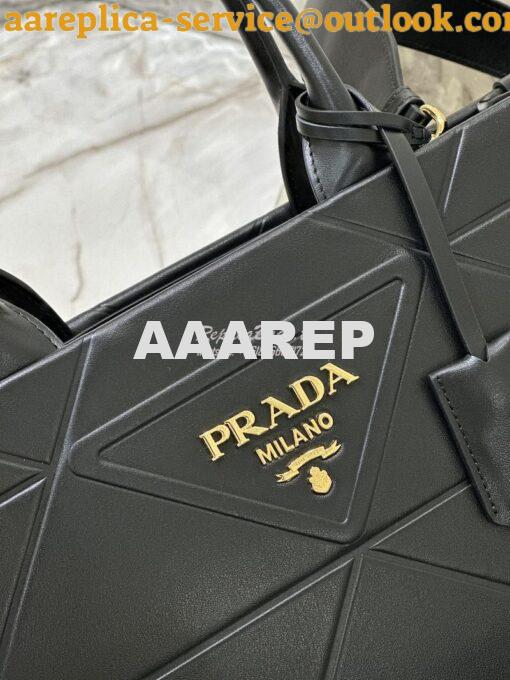 Replica Prada Small Leather Symbole Bag With Topstitching 1BA379 Black 5