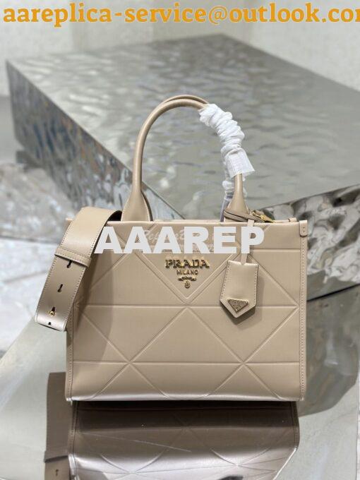 Replica Prada Small Leather Symbole Bag With Topstitching 1BA379 Sand