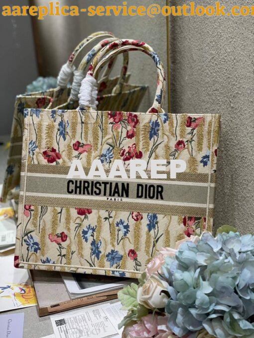 Replica Dior Book Tote M1286 Beige Multicolor Dior Hibiscus Metallic T 3