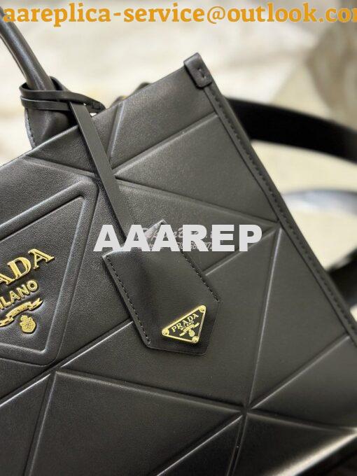 Replica Prada Small Leather Symbole Bag With Topstitching 1BA379 Black 6