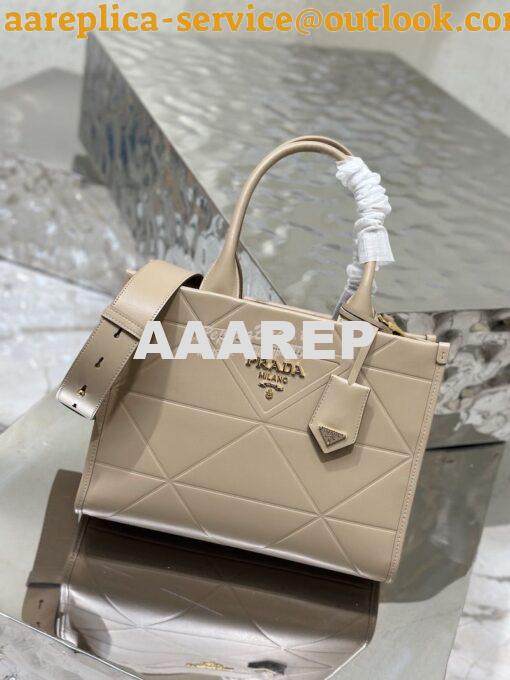 Replica Prada Small Leather Symbole Bag With Topstitching 1BA379 Sand 2